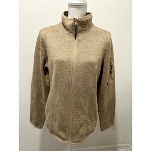 BASS OUTDOOR Women's Marled Mock-Neck Mixed-Media Sweatshirt Size Large Kelp NWT